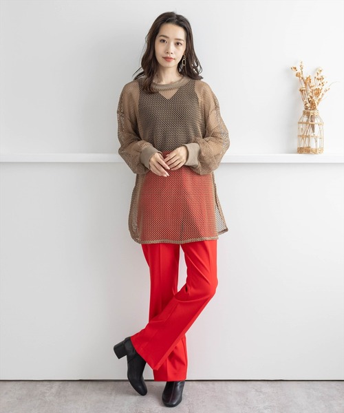 clear(クリア)の「メッシュオーバートップス(Tシャツ/カットソー・レディース・ライトカーキ/モカ/アイボリー・F)」の17枚目の写真