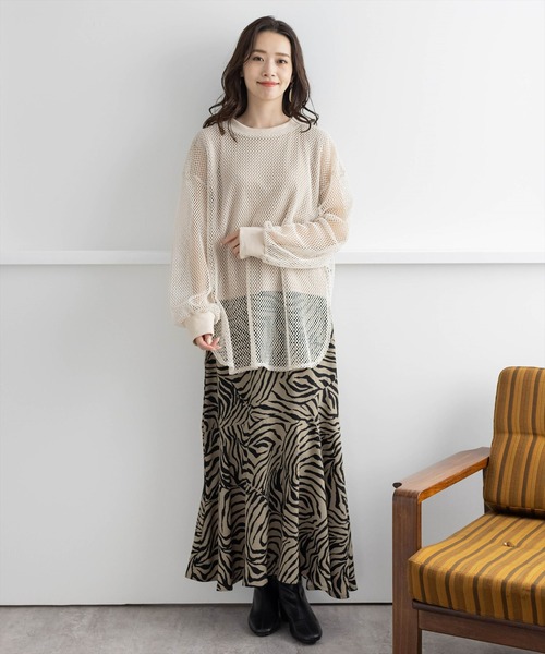 clear(クリア)の「メッシュオーバートップス(Tシャツ/カットソー・レディース・ライトカーキ/モカ/アイボリー・F)」の20枚目の写真