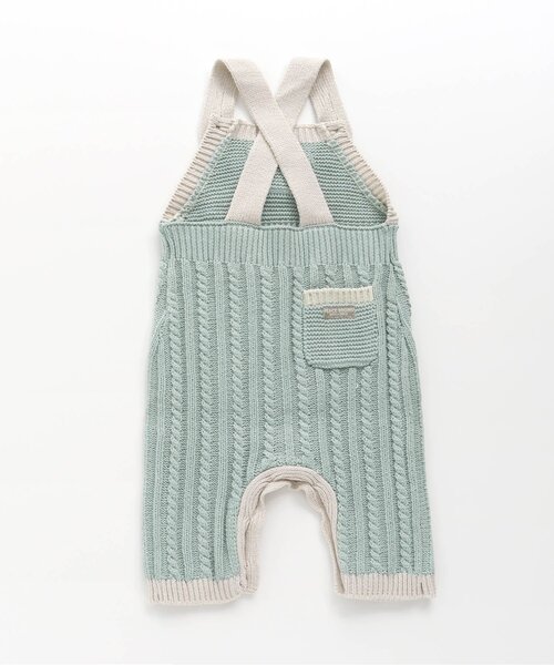 BREEZE(ブリーズ)の「ニットサロペット 10分丈(ベビーパジャマ/スリーパー・キッズ・アイボリー/ミント・80/70)」の3枚目の写真