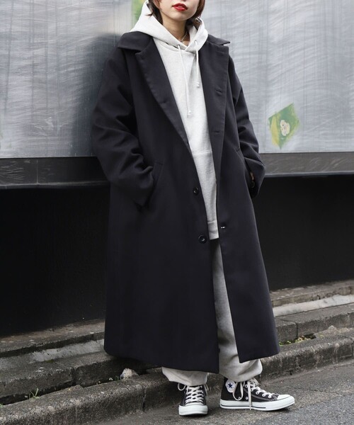 Publux パブリュクス チェスターロングコート フェイクメルトンオーバーコート