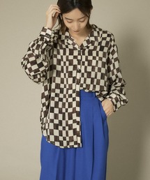 KBF | チェッカープリントワイドシャツ(シャツ/ブラウス)