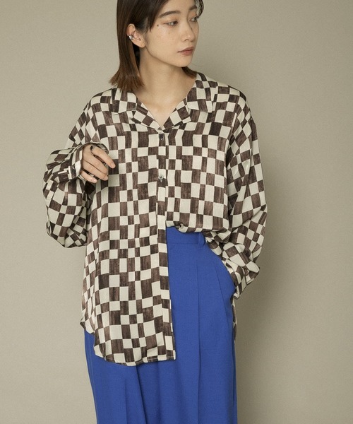 KBF(ケイビーエフ)の「チェッカープリントワイドシャツ(シャツ/ブラウス・レディース・ブラウン系その他/ブルー系その他・ONE)」の10枚目の写真