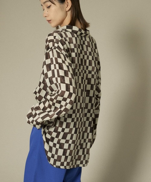 KBF(ケイビーエフ)の「チェッカープリントワイドシャツ(シャツ/ブラウス・レディース・ブラウン系その他/ブルー系その他・ONE)」の9枚目の写真