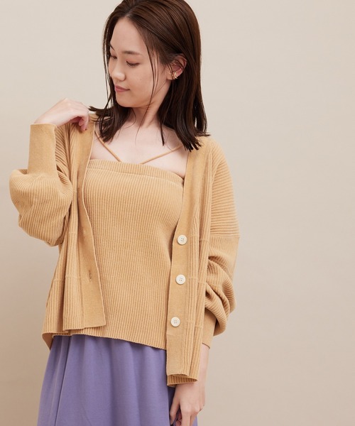 SALON adam et rope'（サロン アダム エ ロペ）の「【極上の肌ざわり】リブカーディガン -CreamyCotton /クリーミーコットン-（カーディガン/ボレロ・レディース・チャコールグレー/ベージュ/オフホワイト/グリーン/ピンク系その他・FREE）」の22枚目の写真