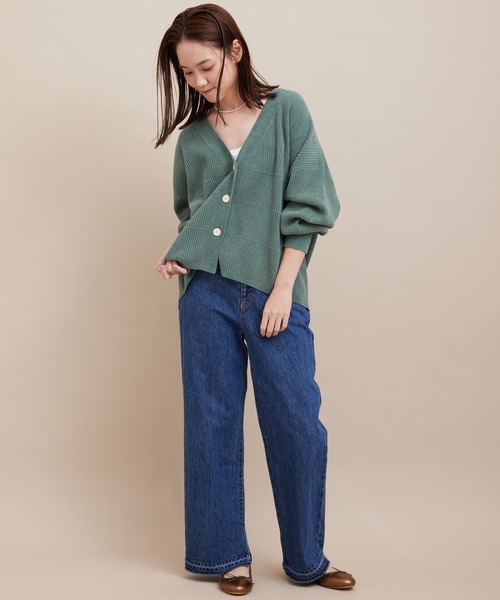 SALON adam et rope'（サロン アダム エ ロペ）の「【極上の肌ざわり】リブカーディガン -CreamyCotton /クリーミーコットン-（カーディガン/ボレロ・レディース・チャコールグレー/ベージュ/オフホワイト/グリーン/ピンク系その他・FREE）」の15枚目の写真