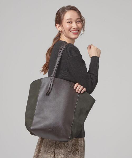 THE STATION STORE(ザ ステーション ストア)の「<H.V.F.N(エイチ ブイ エヌ エフ)>Lスタッズ コンビ トートバッグ(トートバッグ・レディース・ベージュ/ブラック・FREE)」の2枚目の写真