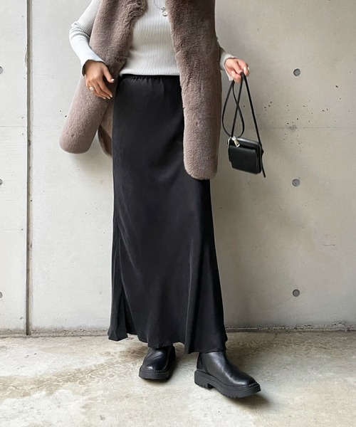 DouDou（ドゥドゥ）の「キュプラレーヨンスカート（スカート・レディース・ブラック/イエロー×グリーン/ピンク/ライトグレー・FREE）」の2枚目の写真