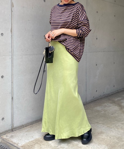 DouDou（ドゥドゥ）の「キュプラレーヨンスカート（スカート・レディース・ブラック/イエロー×グリーン/ピンク/ライトグレー・FREE）」の17枚目の写真