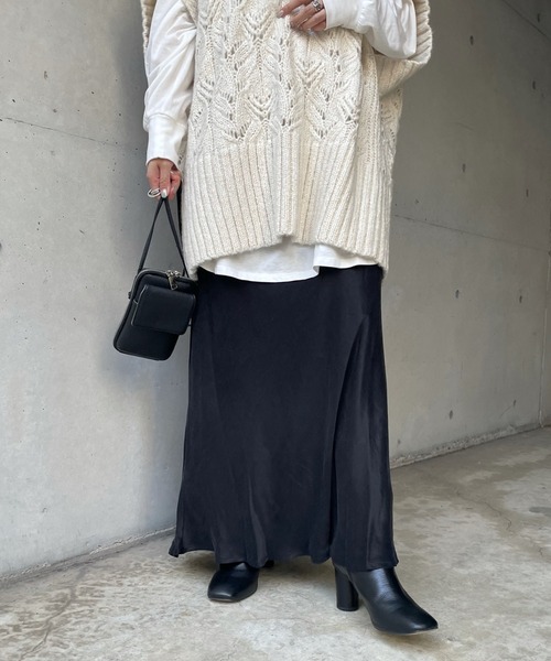 DouDou（ドゥドゥ）の「キュプラレーヨンスカート（スカート・レディース・ブラック/イエロー×グリーン/ピンク/ライトグレー・FREE）」の15枚目の写真