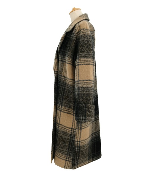 ANDJ(アンドジェイ)の「チェック柄チェスターコート(チェスターコート・レディース・ブラウン/ベージュ・M)」の7枚目の写真