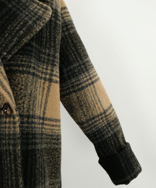 ANDJ(アンドジェイ)の「チェック柄チェスターコート(チェスターコート・レディース・ブラウン/ベージュ・M)」の16枚目の写真