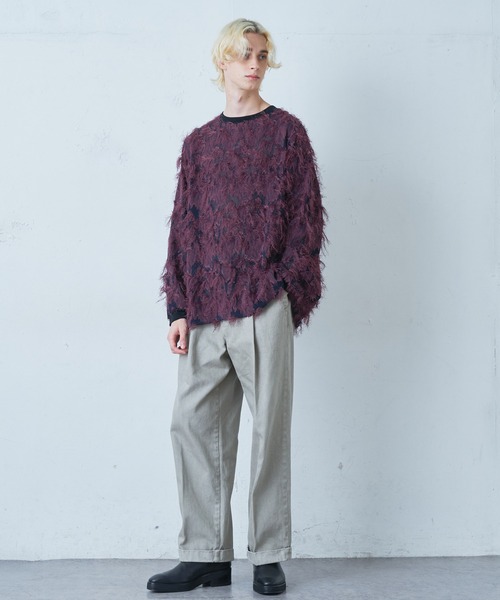 Lui's(ルイス)の「キュプラ混ジャガードクルーネック(その他トップス・メンズ・ブラック/パープル・FREE)」の7枚目の写真