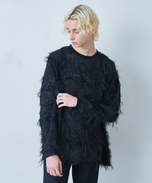 Lui's(ルイス)の「キュプラ混ジャガードクルーネック(その他トップス・メンズ・ブラック/パープル・FREE)」の11枚目の写真