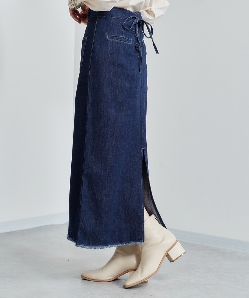 cepo（セポ）の「レースアップ デニムスカート ２ＷＡＹ（デニムスカート・レディース・ネイビー/ブルー系2・S/M）」の12枚目の写真