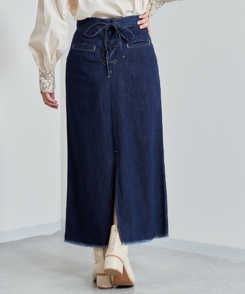 cepo（セポ）の「レースアップ デニムスカート ２ＷＡＹ（デニムスカート・レディース・ネイビー/ブルー系2・S/M）」の13枚目の写真