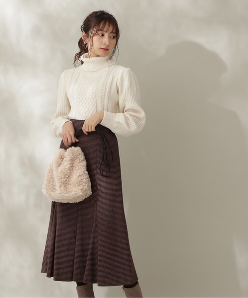 PROPORTION BODY DRESSING（プロポーションボディドレッシング）の「ミックスハウンドトゥースマーメイドスカート / 1211220113（スカート・レディース・パープル/ブラウン・MEDIUM/SMALL）」の2枚目の写真