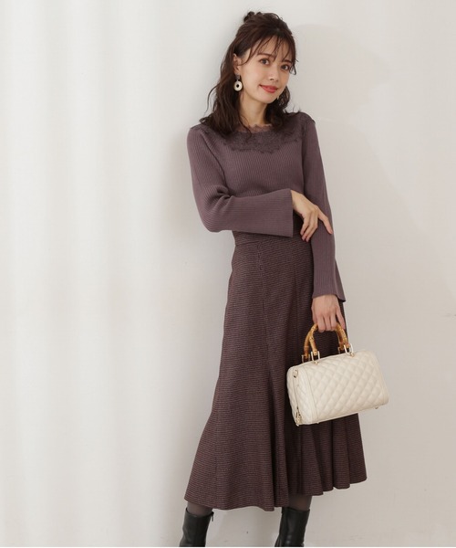 PROPORTION BODY DRESSING（プロポーションボディドレッシング）の「ミックスハウンドトゥースマーメイドスカート / 1211220113（スカート・レディース・パープル/ブラウン・MEDIUM/SMALL）」の7枚目の写真