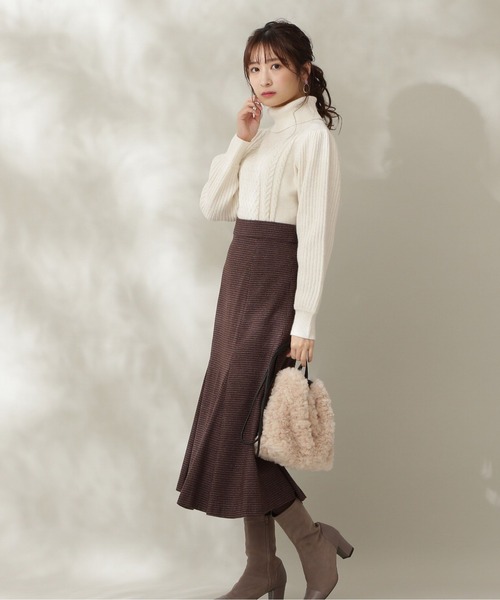 PROPORTION BODY DRESSING（プロポーションボディドレッシング）の「ミックスハウンドトゥースマーメイドスカート / 1211220113（スカート・レディース・パープル/ブラウン・MEDIUM/SMALL）」の18枚目の写真