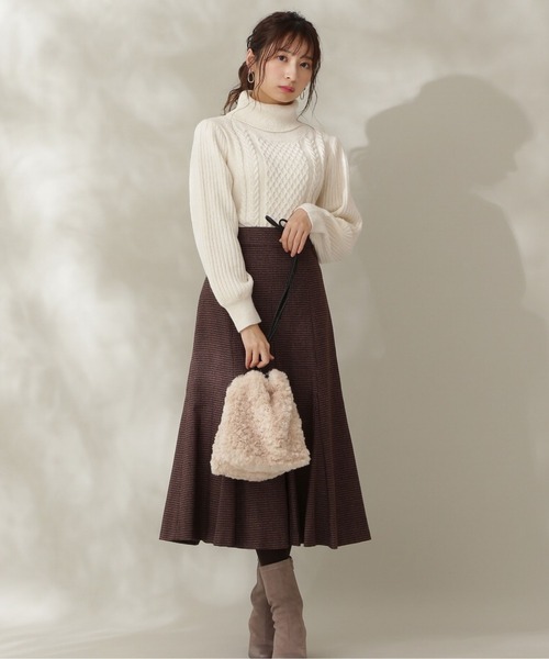 PROPORTION BODY DRESSING（プロポーションボディドレッシング）の「ミックスハウンドトゥースマーメイドスカート / 1211220113（スカート・レディース・パープル/ブラウン・MEDIUM/SMALL）」の19枚目の写真