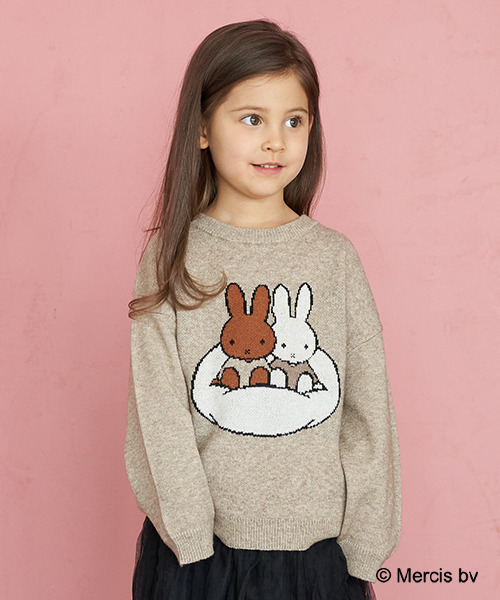 b・ROOM（ビールーム）の「【ミッフィー】MIFFYジャガードニット（ニット/セーター・キッズ・アイボリー/ベージュ・L/M/S）」の2枚目の写真