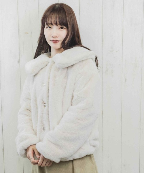 Clice de Paris（クリシェドゥパリス）の「ESエコファー襟付きJKT（その他アウター・レディース・アイボリー/モカ・ONESIZE）」の2枚目の写真