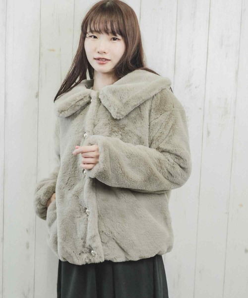 Clice de Paris（クリシェドゥパリス）の「ESエコファー襟付きJKT（その他アウター・レディース・アイボリー/モカ・ONESIZE）」の6枚目の写真