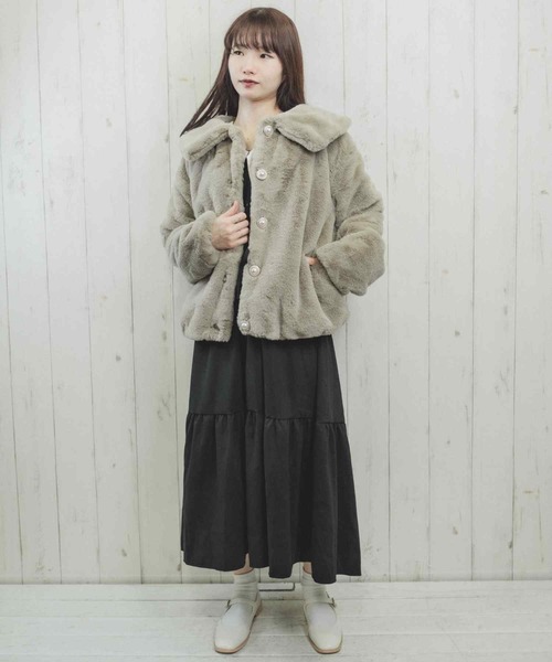 Clice de Paris（クリシェドゥパリス）の「ESエコファー襟付きJKT（その他アウター・レディース・アイボリー/モカ・ONESIZE）」の9枚目の写真