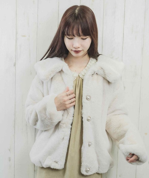 Clice de Paris（クリシェドゥパリス）の「ESエコファー襟付きJKT（その他アウター・レディース・アイボリー/モカ・ONESIZE）」の7枚目の写真