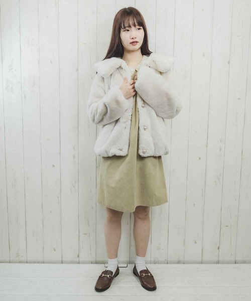 Clice de Paris（クリシェドゥパリス）の「ESエコファー襟付きJKT（その他アウター・レディース・アイボリー/モカ・ONESIZE）」の4枚目の写真