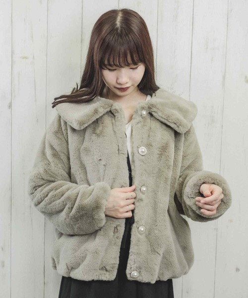 Clice de Paris（クリシェドゥパリス）の「ESエコファー襟付きJKT（その他アウター・レディース・アイボリー/モカ・ONESIZE）」の15枚目の写真