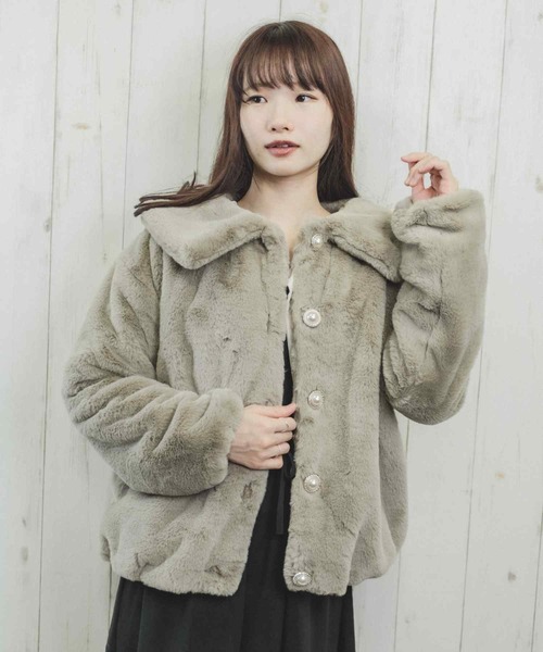 Clice de Paris（クリシェドゥパリス）の「ESエコファー襟付きJKT（その他アウター・レディース・アイボリー/モカ・ONESIZE）」の12枚目の写真