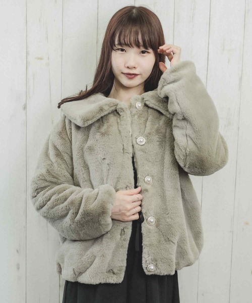 Clice de Paris（クリシェドゥパリス）の「ESエコファー襟付きJKT（その他アウター・レディース・アイボリー/モカ・ONESIZE）」の3枚目の写真