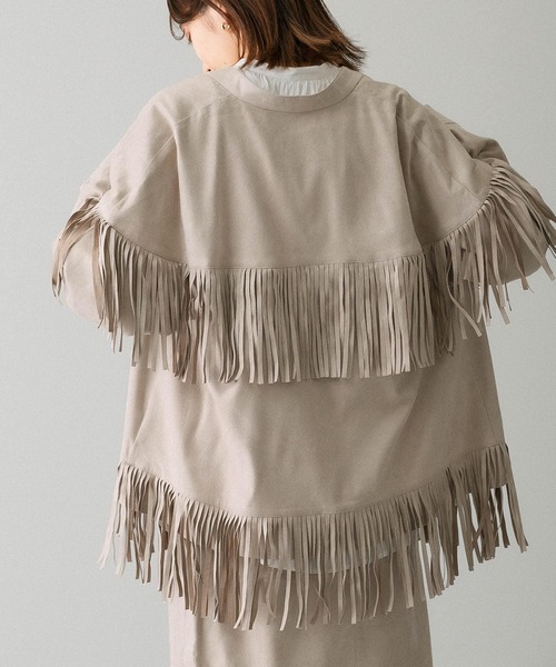 KBF(ケイビーエフ)の「フェイクスエードフリンジシャツ(シャツ/ブラウス・レディース・キャメル/ベージュ系その他/グリーン・ONE)」の22枚目の写真
