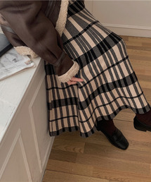 emi+ | チェック柄ロングニットスカート(スカート)