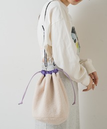 Kastane | 【リバーシブル】ボア×サテンリバーシブル巾着BAG(ハンドバッグ)