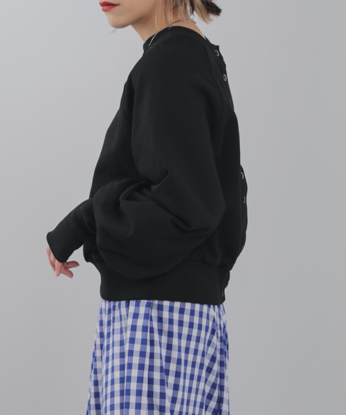 ap retro（アプレトロ）の「マルチウェイ裏毛プルオーバー　トレーナー/カーディガン（スウェット・レディース・ブラック/アイボリー/オートミール・FREE）」の11枚目の写真