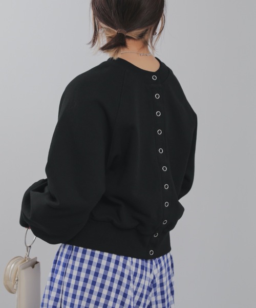 ap retro（アプレトロ）の「マルチウェイ裏毛プルオーバー　トレーナー/カーディガン（スウェット・レディース・ブラック/アイボリー/オートミール・FREE）」の13枚目の写真