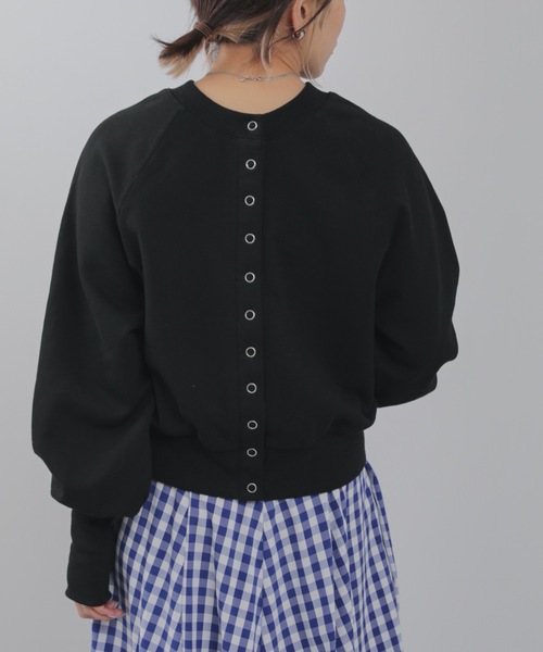 ap retro（アプレトロ）の「マルチウェイ裏毛プルオーバー　トレーナー/カーディガン（スウェット・レディース・ブラック/アイボリー/オートミール・FREE）」の14枚目の写真