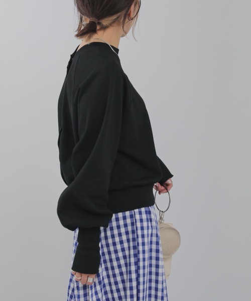 ap retro（アプレトロ）の「マルチウェイ裏毛プルオーバー　トレーナー/カーディガン（スウェット・レディース・ブラック/アイボリー/オートミール・FREE）」の12枚目の写真