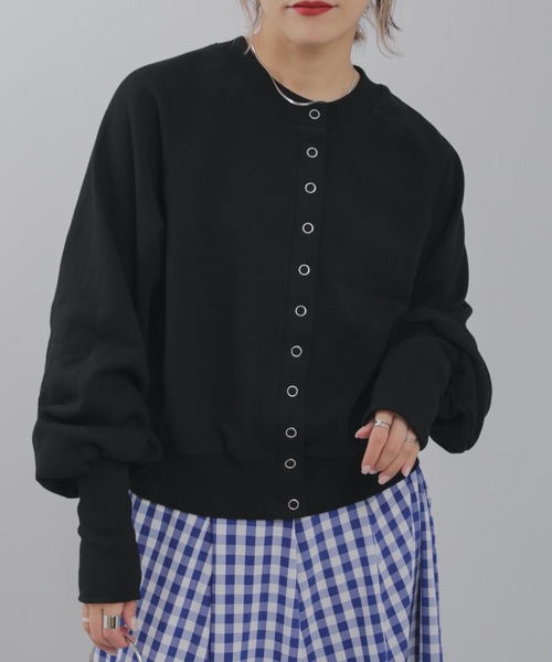 ap retro（アプレトロ）の「マルチウェイ裏毛プルオーバー　トレーナー/カーディガン（スウェット・レディース・ブラック/アイボリー/オートミール・FREE）」の15枚目の写真