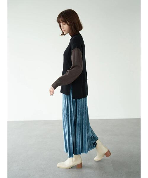 YECCA VECCA（イェッカヴェッカ）の「・レイヤード風ニット（ニット/セーター・レディース・ライトグレー/ブラック/グリーン・FREE）」の20枚目の写真