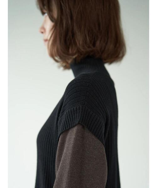 YECCA VECCA（イェッカヴェッカ）の「・レイヤード風ニット（ニット/セーター・レディース・ライトグレー/ブラック/グリーン・FREE）」の22枚目の写真