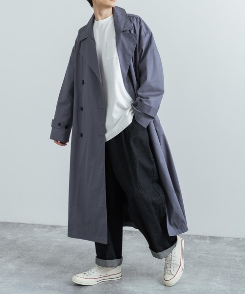 Rocky Monroe(ロッキーモンロー)の「オーバーサイズ ダブルボタントレンチロングスプリングコート(トレンチコート・メンズ・ライトグレー/ブラック/ベージュ/ブラウン/オフホワイト/オリーブ/ブルーグレー/チャコール・L/M)」の4枚目の写真