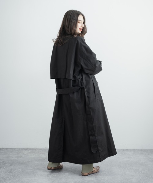 オーバーサイズ ダブルボタントレンチロングスプリングコート