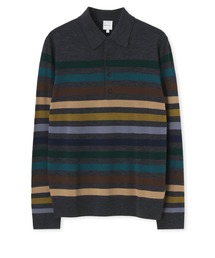 【未使用】ボールスミス ニットタイ マルチカラー ボーダー ナロー シルク Paul Smith（ポールスミス）の「マルチボーダー ニットポロ