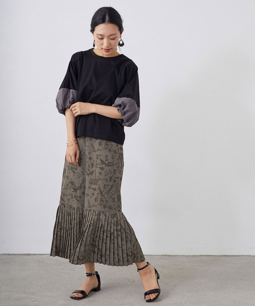 NICOLE white（ニコルホワイト）の「裾プリーツ花柄スカート（スカート・レディース・カーキ/オフホワイト・FREE）」の16枚目の写真