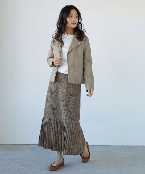 NICOLE white（ニコルホワイト）の「裾プリーツ花柄スカート（スカート・レディース・カーキ/オフホワイト・FREE）」の18枚目の写真