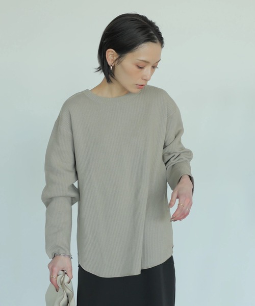 rem closet(レムクローゼット)の「ラゲットリブプルオーバー(Tシャツ/カットソー・レディース・アイボリー/グレイッシュベージュ・FREE)」の2枚目の写真