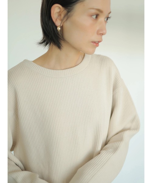 rem closet(レムクローゼット)の「ラゲットリブプルオーバー(Tシャツ/カットソー・レディース・アイボリー/グレイッシュベージュ・FREE)」の1枚目の写真