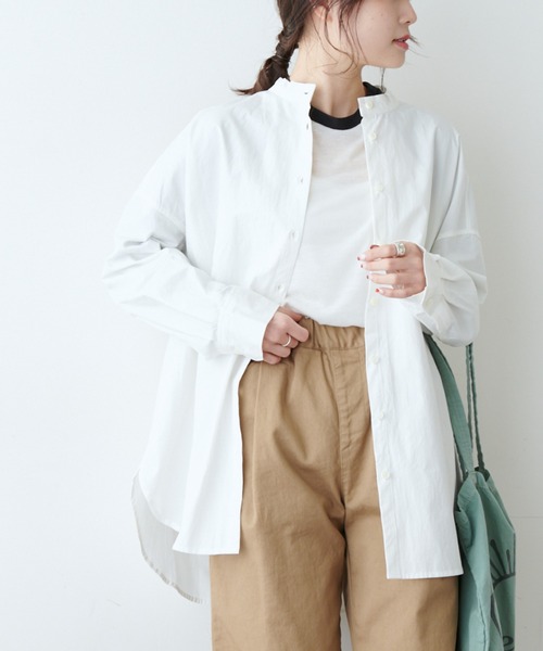 PUAL CE CIN（ピュアルセシン）の「塩縮加工タイプライターブラウス（シャツ/ブラウス・レディース・ホワイト/グレイッシュベージュ/チャコール・FREE）」の2枚目の写真